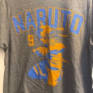 Naruto Graphic Tee - Gray with Blue and Orange Accents